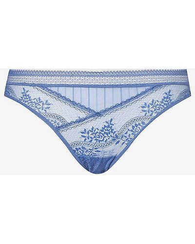 Passionata Maddie Floral Stretch-lace Thong - Blue