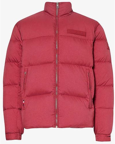 Tommy Hilfiger New York Brand-patch Relaxed-fit Woven-down Jacket - Red