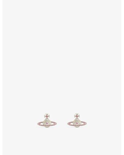 Vivienne Westwood Kika Platinum Plated Brass And Cubic Zirconia Earrings - White