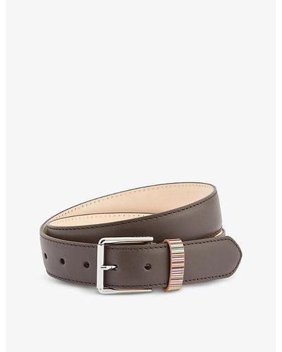 Paul Smith Stripe-pattern Leather Belt - Brown