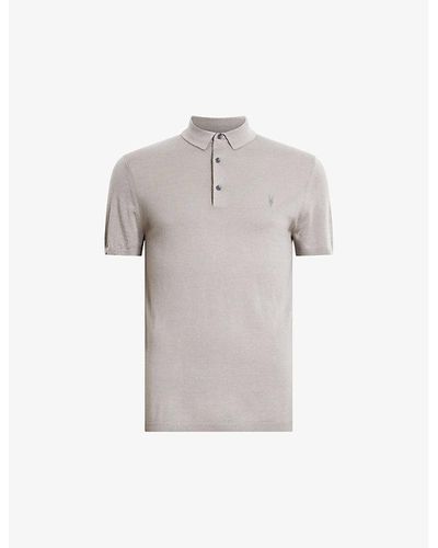 AllSaints Mode Wool Polo Shirt X - Grey