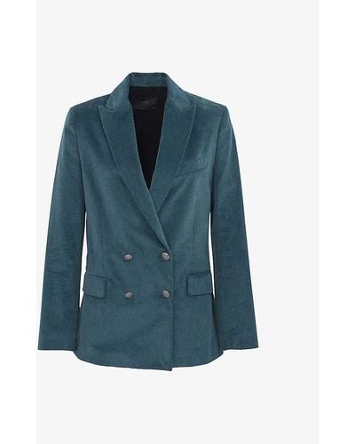 IKKS Straight-fit Double-breasted Corduroy Jacket - Blue