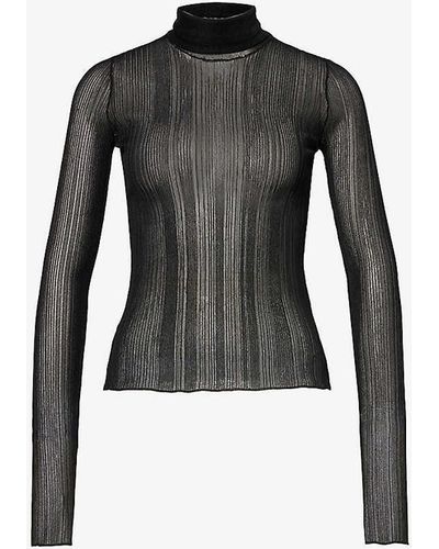 Givenchy Sheer Turtleneck Knitted Top - Black