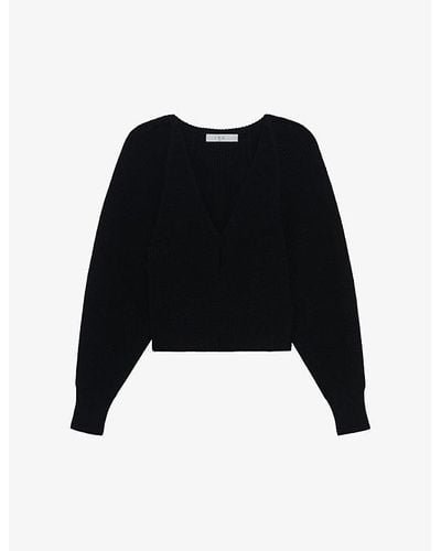 IRO Adsila V-neck Knitted Merino-wool Sweater - Black