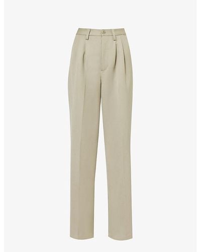 Anine Bing Carrie Wide-leg High-rise Wool Pants - Natural