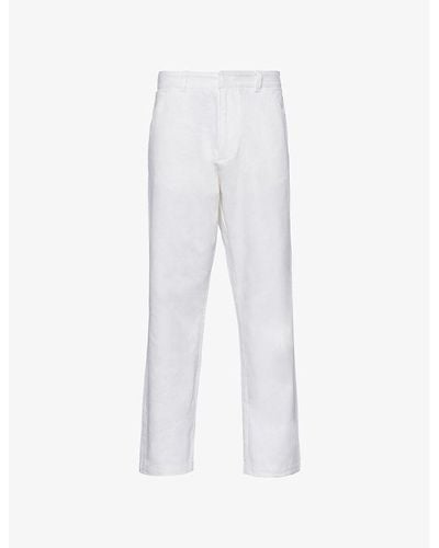 Prada Brand-plaque Raw-treatment Loose-fit Jeans - White