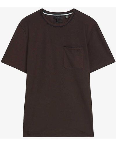 Ted Baker Grine Contrast-trim Woven T-shirt - Black