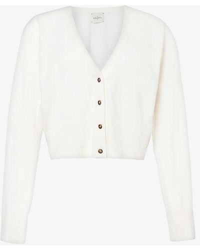 LeKasha Cropped Relaxed-fit Organic-cashmere Cardigan - White