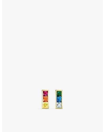 Thomas Sabo Colourful Stones 18ct Yellow Gold-plated Sterling Silver And Zirconia Stud Earrings - White