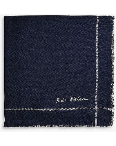 Ted Baker Derekki Logo-embroidered Woven Scarf - Blue