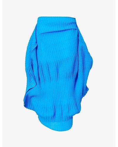 Issey Miyake Aerate Pleated Knitted Midi Skirt - Blue
