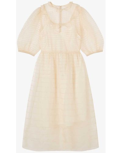 LK Bennett Maddie Ruffle-trim Pintuck Silk Midi Dress - White