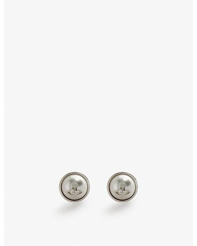 Vivienne Westwood Olga Brass And Pearl Stud Earrings - White