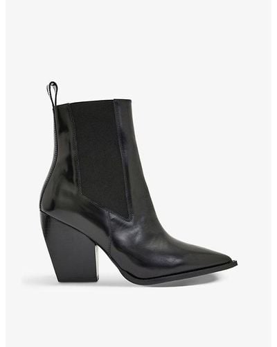 AllSaints Ria Leather Heeled Boots - Black