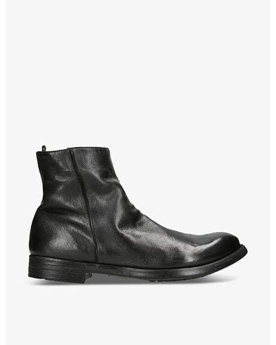 Officine Creative Hive Side-zip Leather Ankle Boots - Black