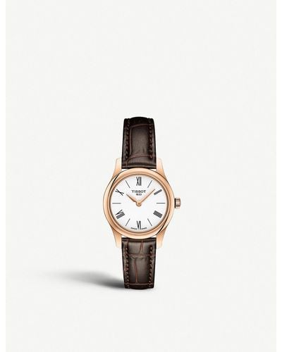Tissot T063.009.36.018.00 Tradition Rose-gold Plated And Leather Quartz Watch - Multicolour