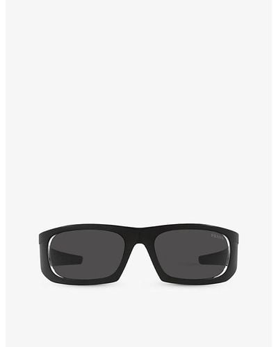 Prada Linea Rossa Ps 02ys Wrap-around Nylon Sunglasses - Black