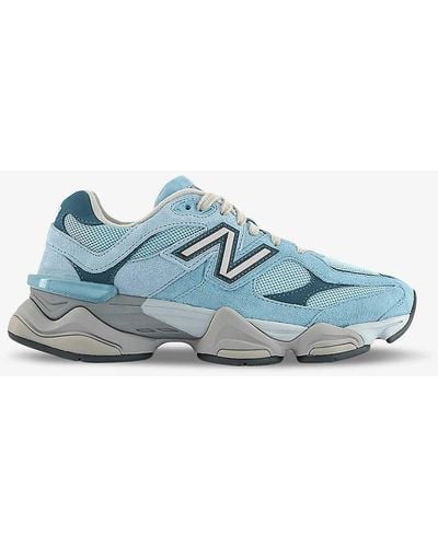 New Balance 9060 Brand-patch Leather And Mesh Low-top Trainers - Blue