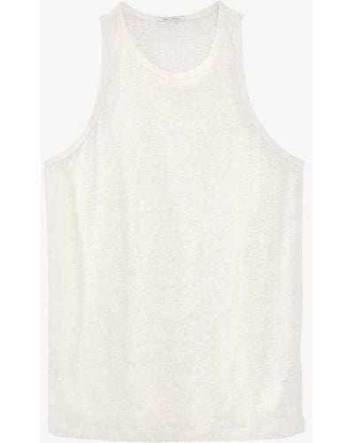 IKKS Sleeveless Round-neck Linen T-shirt - White
