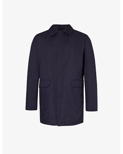 Corneliani Spread-collar Side-pocket Woven Coat - Blue