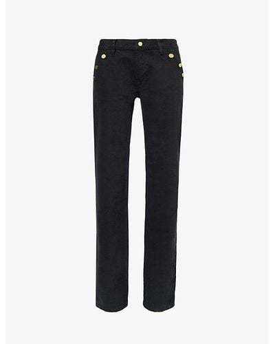 Filippa K Button-embellished Straight-leg Mid-rise Denim Jeans - Black