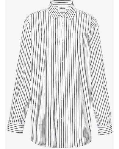 Jean Paul Gaultier Haute Jeannerie Stripe-pattern Oversized-fit Cotton Shirt - White