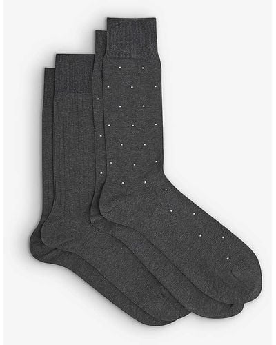 Reiss Graham Cotton-blend Socks Pack Of Two - Black
