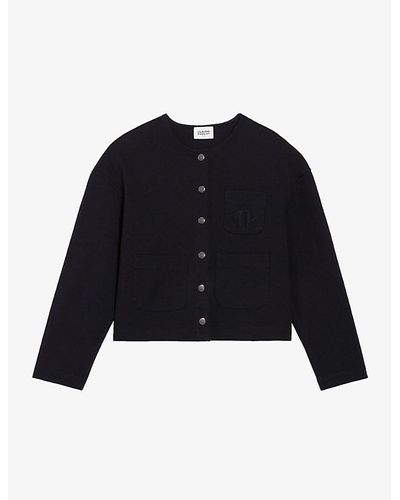 Claudie Pierlot Tasmanie Scoop-neck Woven Cardigan - Blue