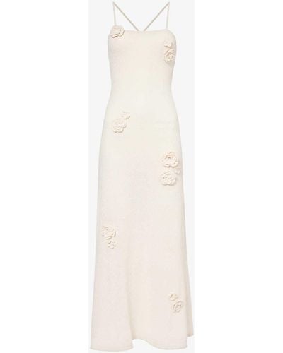 4th & Reckless Isla Floral Motif-embellished Knitted Maxi Dress - White