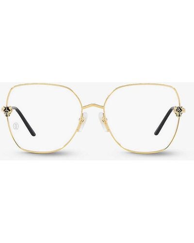 Cartier Ct0417o Rectangle-frame Metal Optical Glasses - White