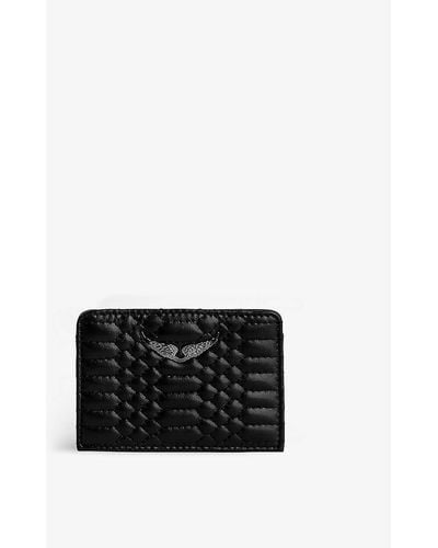 Zadig & Voltaire Quilted-leather Emblem-detail Card Holder - Black
