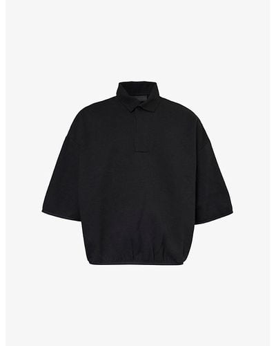 Fear Of God Essentials Brand-patch Relaxed-fit Cotton-blend Polo Shirt X - Black