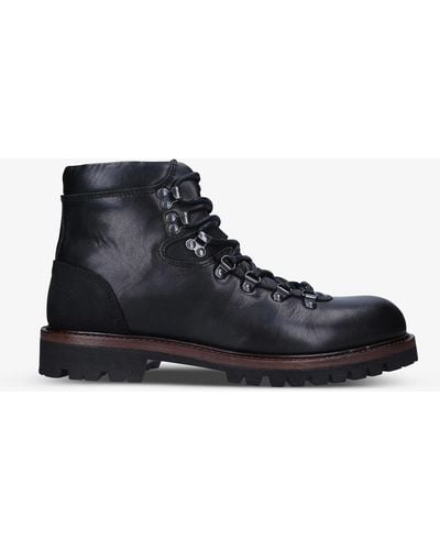 Belstaff Gorge Lace-up Leather Hiking Boots - Black
