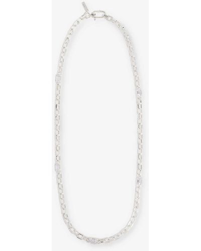 Hatton Labs Chunky-chain 925 Sterling- And Cubic Zirconia Necklace - White
