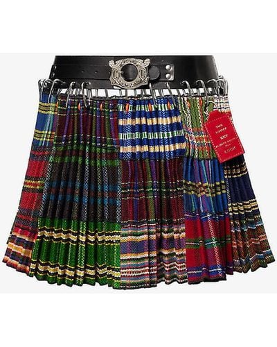 Chopova Lowena Hanger Tartan-pattern Wool Mini Skirt - Red