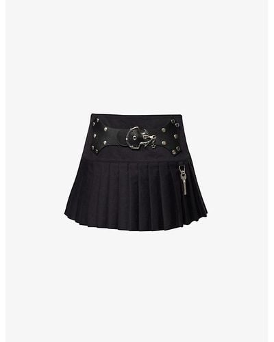 Chopova Lowena Wendron Knife-pleat Cotton Mini Skirt - Black