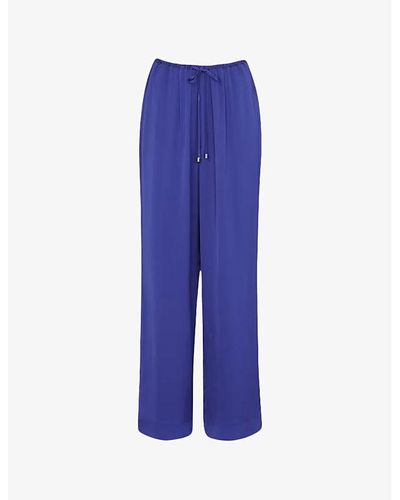 Whistles Clara Elasticated-waist Straight-leg Mid-rise Woven Pants - Blue