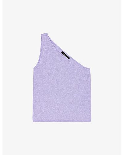 Maje One-shoulder Slim-fit Stretch-woven Top - Purple