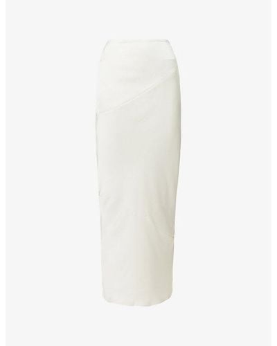 House Of Cb Colette Slim-fit Low-rise Satin Midi Skirt - White