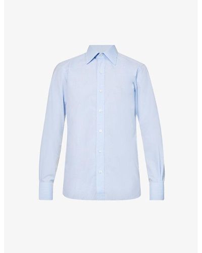 Tom Ford Spread-collar Regular-fit Cotton-poplin Shirt - Blue