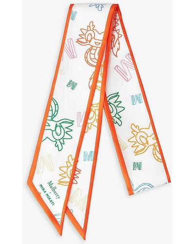 Mulberry X Mira Mikati Graphic-print Silk Scarf - White