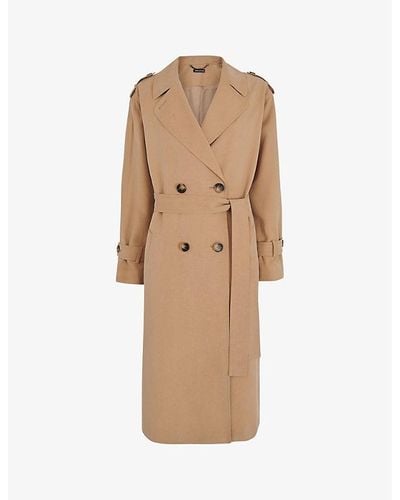 Whistles Riley Double-breasted Woven Trench Coat - Natural
