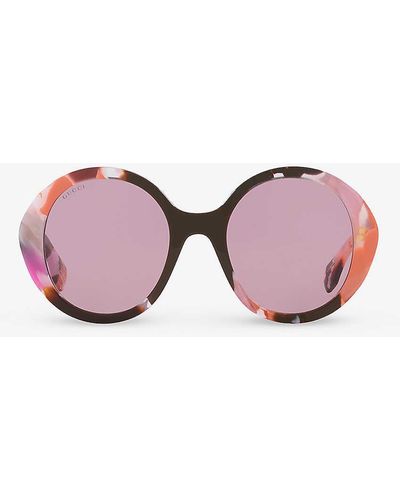 Gucci gg1628s Round-frame Acetate Sunglasses - Pink