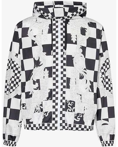 Versace Medusa Check-print Relaxed-fit Woven Jacket - White