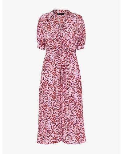 Whistles Summer Cheetah-print Woven Midi Dress - Red