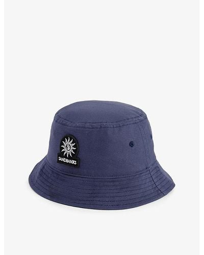 Sandbanks Vy Logo-patch Wide-brim Organic-cotton Bucket Hat - Blue
