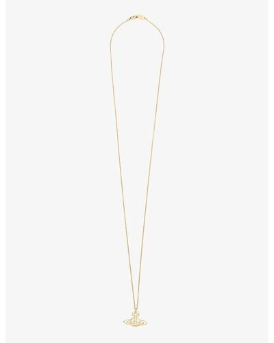 Vivienne Westwood Thin Lines Flat Orb -toned Brass Necklace - Metallic