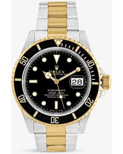 Rolex Pre-loved 1359-183-0 Submariner Date Stainless-steel And 18ct Yellow-gold Automatic Watch - Black