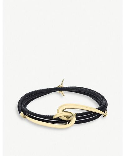 Shaun Leane Hook Gold-plated Vermeil Silver And Leather Bracelet - Blue