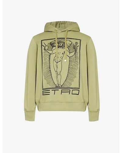 Etro Graphic-print Relaxed-fit Cotton-jersey Hoody - Green